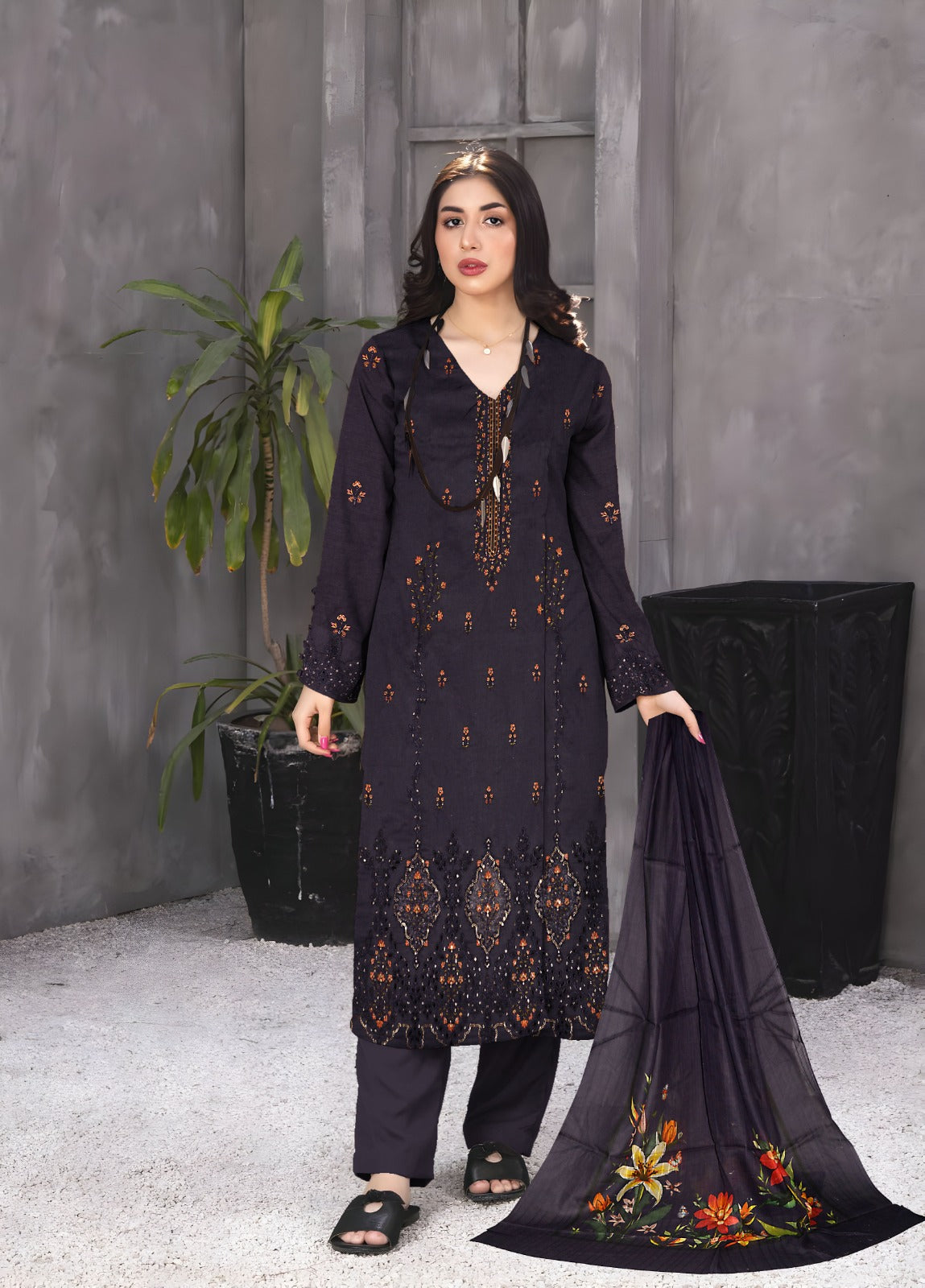 RAKHNA Original Embroidered 3pc Suit (unstitched)